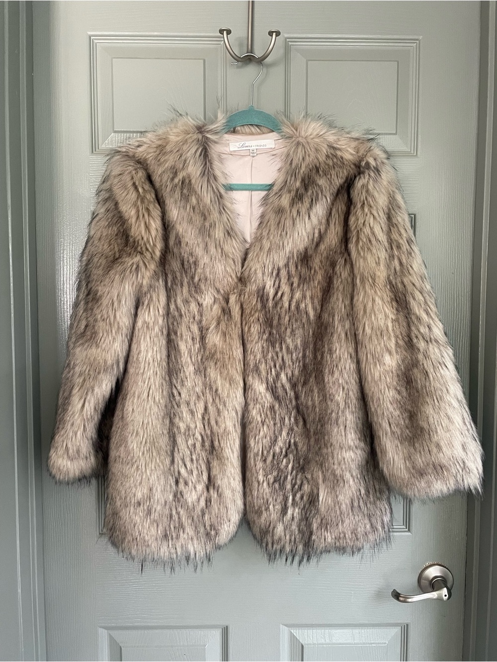 Lovers + Friends Plush Faux Fur Teddy Jacket Coat in Taupe